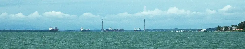 The Sungai Johor Bridge under construction in January 2009