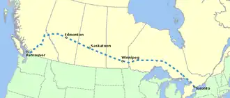 Route map of CN's Super Continental
