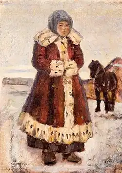A Girl in a Fur Coat (about 1889, Surikov's House-Museum)