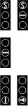 Public transport lights. "S": Stop. "S" + "–": The light is turning to "I" / arrow. "I" (or arrow): Proceed (for indicated direction). "–": Stop, but only if safe to do so.