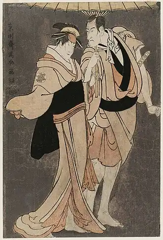 Ichikawa Komazō&nbsp;III as Kameya Chūbei and Nakayama Tomisaburō as Umegawa