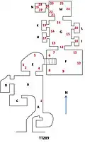 Floor plan of Setau's tomb, TT289