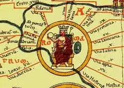 Image 28The Tabula Peutingeriana (Latin for "The Peutinger Map") an Itinerarium, often assumed to be based on the Roman cursus publicus (from Roman Empire)