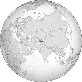 Location of&nbsp;Tajikistan&nbsp;(green)