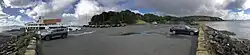 Panorama showing Tamaki Yacht Club, both Takaparawhau points and searchlight emplacement number three, 2022
