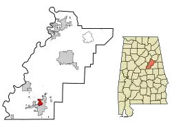 Location in Talladega County and the state of Alabama