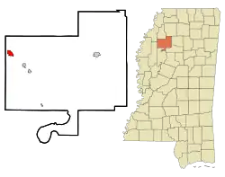 Location of Tutwiler, Mississippi