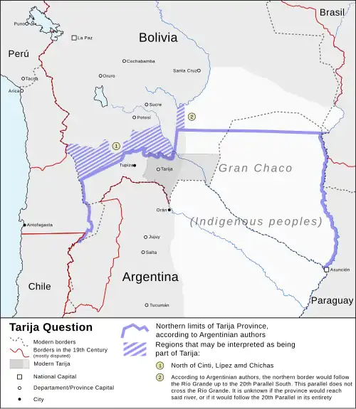 Argentinian territorial claims on Tarija in the 19th Century