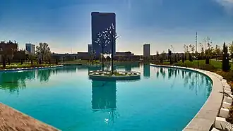 An Artificial lake with musical fountain in Tashkent City Park