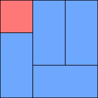 One possible auspicious layout of a 4+1⁄2&nbsp;mat room &nbsp;&nbsp;Half mat &nbsp;&nbsp;Full mat