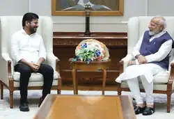 Chief Minister of Telangana Shri Revanth Reddy sitting with Prime Minister of India Narendra Modi in New Delhi on 4th July, 2024