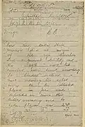 Telegram from Rangoon, British Burma reporting the supposed death of Ram Singh Kuka, 8 December 1885 (one)