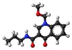 Ball-and-stick model of the terbequinil molecule