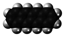 Space-filling model of the tetracene molecule