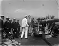 A gunnery drill aboard a French ship in the Mediterranean during World War I.