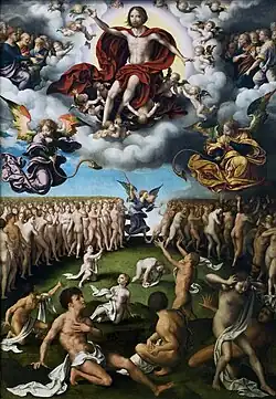 The Last Judgment, oil on panel, 123.8&nbsp;cm (48.7&nbsp;in) high