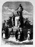A sketch of the Statue of Marquis Wellesley outside the Churchgate (1875)