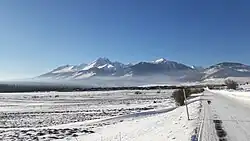 View on The Tatras Mountains from the village entry