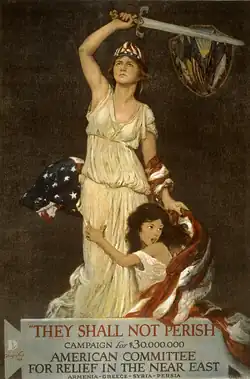 Columbia depicted in an American Committee for Relief in the Near East poster