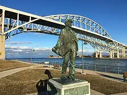 Thomas Edison statue along the river