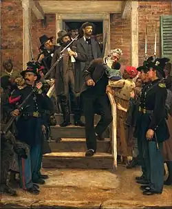 The Last Moments of John Brown (1884). The original painting is in the collection of the Metropolitan Museum of Art, while a 2/3 size copy is at the Fine Arts Museums of San Francisco.