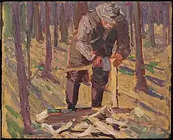 Man with Axe (Lowery Dickson) Splitting Wood, Fall 1915. Sketch. Art Gallery of Ontario, Toronto