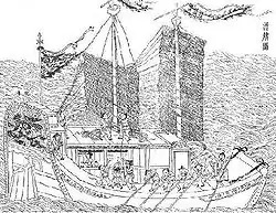 A two-masted Chinese junk, from the Tiangong Kaiwu of Song Yingxing, published in 1637