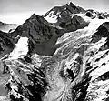 Aerial view of Mount Tlingit (left) with Mt. Quincy Adams and Mount Fairweather at the top.