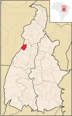Location of Couto Magalhães in the State of Tocantins