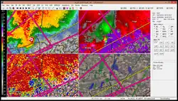 Radar reflectivity blob of debris lofted by the tornado