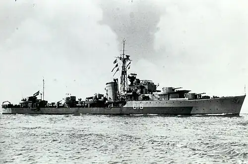 The Destroyer HNLMS Tjerk Hiddes under command of W.J. Kruys evacuated the remainder of Sparrow Force, Dutch troops and civilians in December 1942