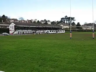 View of the grandstand at the Recreation Ground, home of Torquay Cricket Club