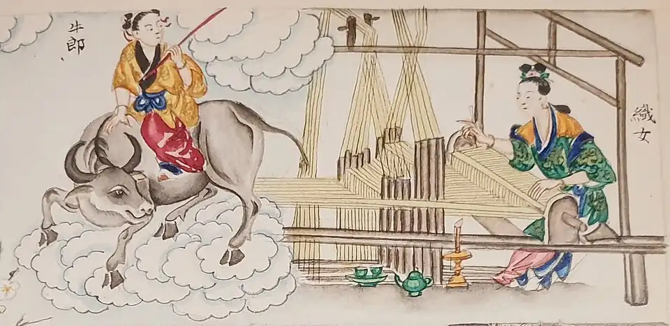 The painting of Niulang and Zhinü in the book Vân tiên cổ tích truyện of the Nguyễn dynasty by Lê Đức Trạch