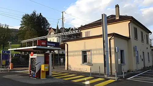Two-story building with hipped roof