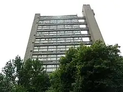 Trellick Tower, which is situated near the middle of Meanwhile Gardens