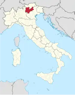 The location of Trentino in Italy