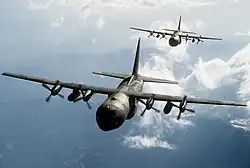 Two C-130Es in flight