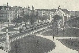 The overhead railway and original dome of U-Bahn station Nollendorfplatz (1902)