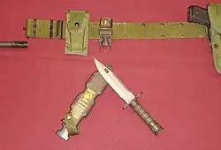 M9 bayonet and scabbard in wire-cutter configuration.