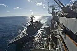 JS Ikazuchi alongside the aircraft carrier USS&nbsp;George Washington on 5 December 2010.