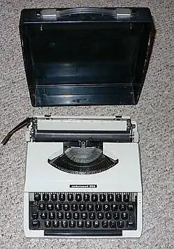 A student's portable underwood 255 manufactured circa 1977 in Japan
