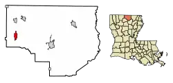 Location of Bernice in Union Parish, Louisiana.
