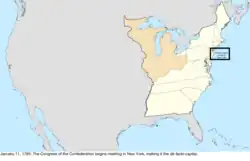 Map of the change to the United States in central North America on January 11, 1785