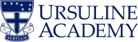 Coat of arms consisting of the big dipper and a cross, words "Ursuline Academy" adjacent