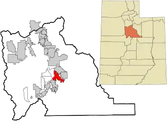 Location in Utah County and the state of Utah