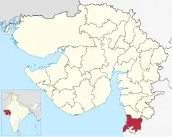Location of Valsad district in Gujarat