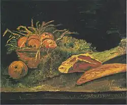 Still Life with Apple, Meat, and Bread Rolls, 1886, Kröller-Müller Museum, Otterlo (F219)