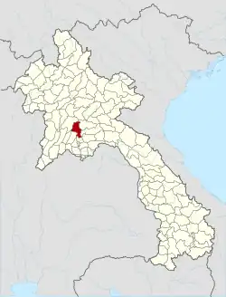 Location of Vangvieng district in Laos