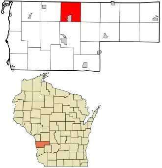 Location in Vernon County and the state of Wisconsin.