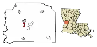 Location of New Llano in Vernon Parish, Louisiana.